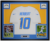 Justin Herbert Autographed & Framed White Los Angeles Jersey Auto Beckett COA