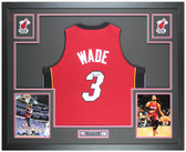 Dwyane Wade Framed and Autographed Red Miami Jersey Auto Fanatics COA