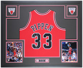 Scottie Pippen Autographed and Framed Red Chicago Jersey Fanatics COA