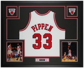 Scottie Pippen Autographed and Framed White Chicago Jersey Fanatics COA