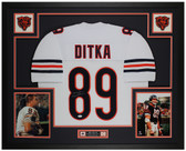 Mike Ditka Autographed & Framed White Chicago Jersey Auto JSA COA