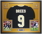 Drew Brees Autographed and Framed Black New Orleans Jersey Auto Beckett COA