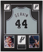 George Gervin Autographed & Framed Gray San Antonio Jersey Auto JSA Cert
