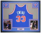 Patrick Ewing Autographed & Framed Blue New York Jersey Auto Beckett COA