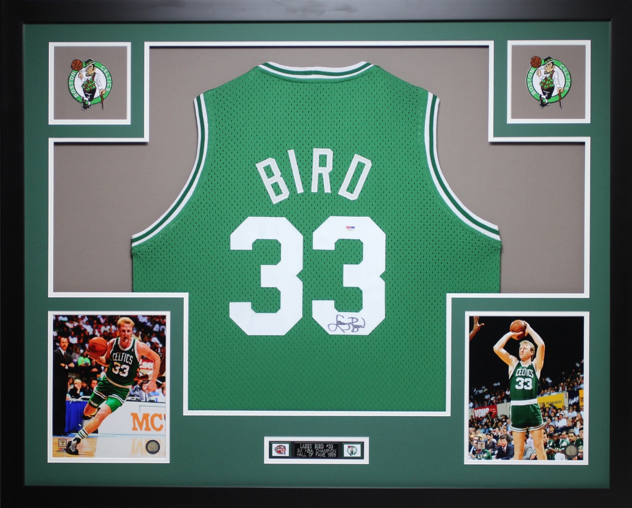 Autographed and Framed Green Celtics Jersey