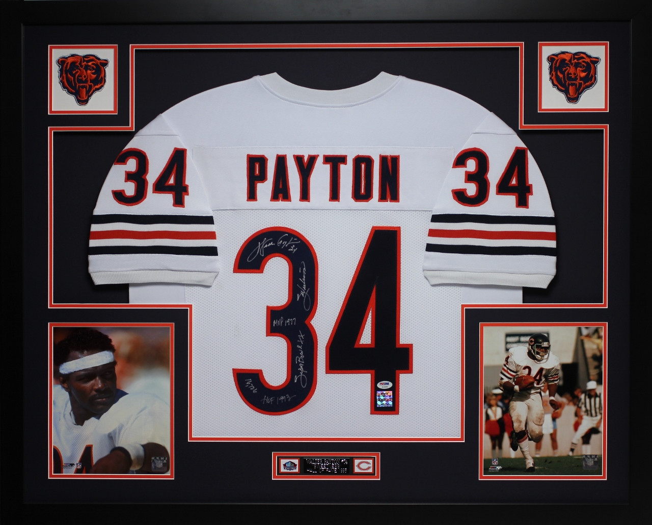 walter payton framed jersey