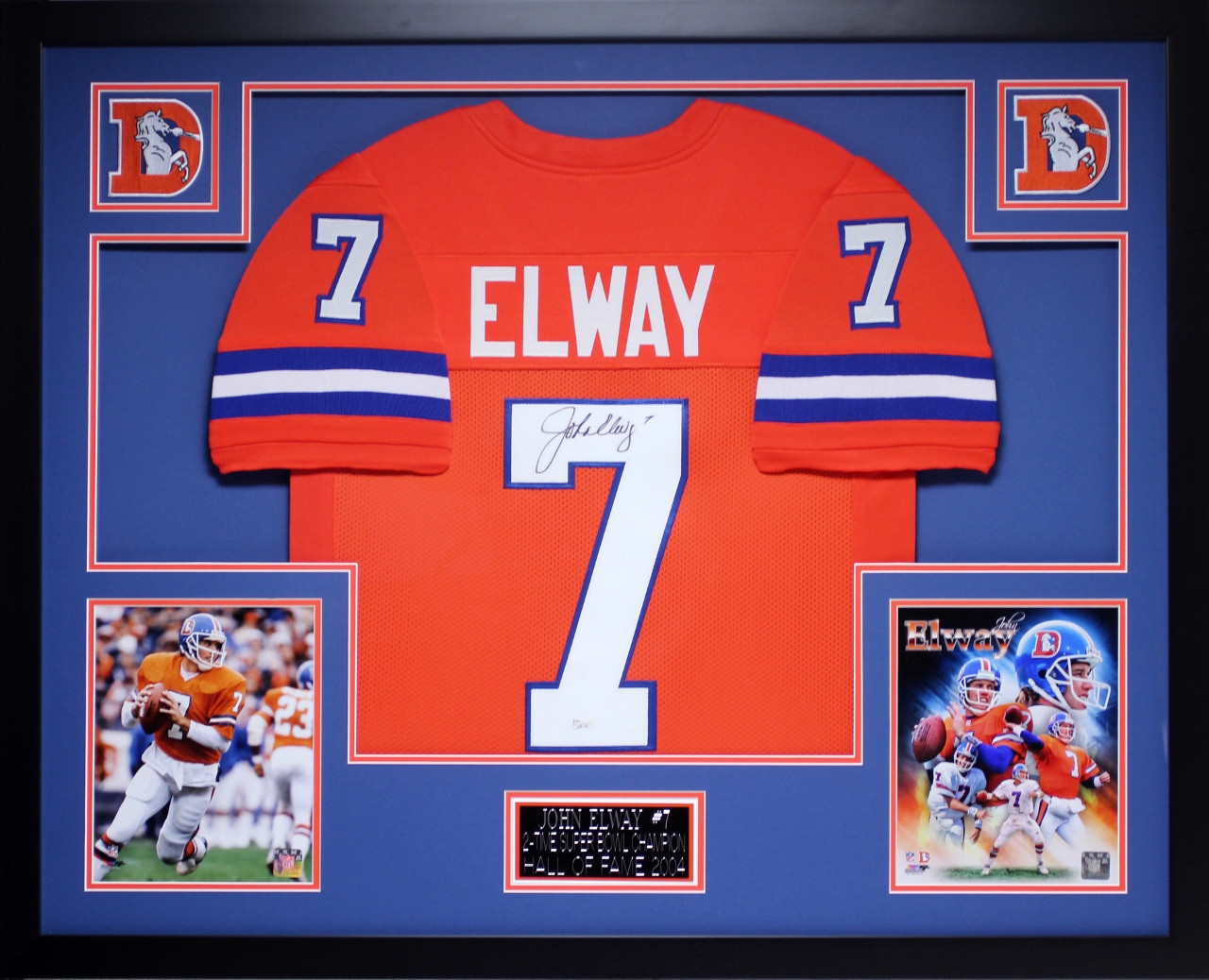 John Elway Autographed and Framed Orange Crush Broncos Jersey