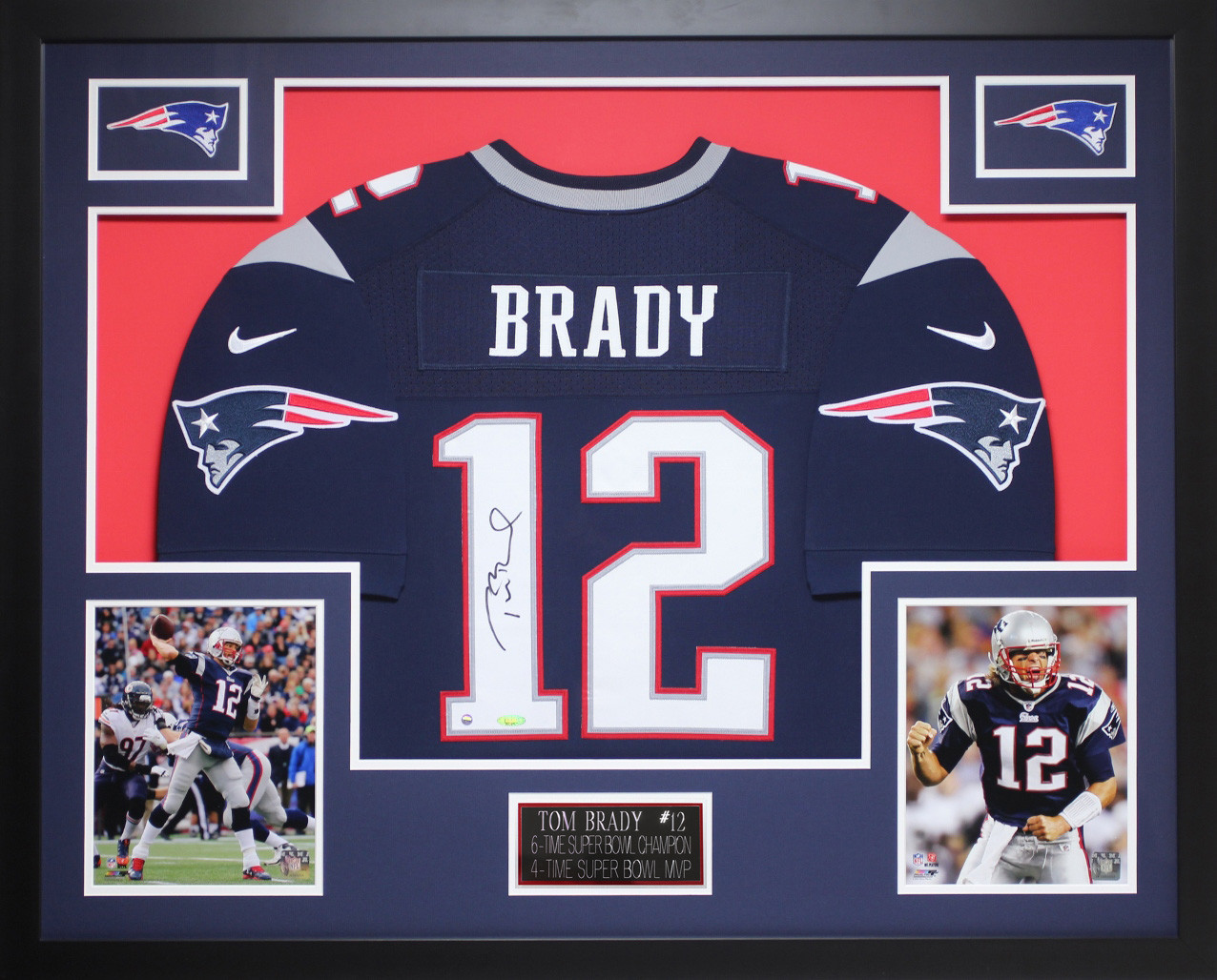 Tom Brady Autographed and Framed Navy Patriots Jersey