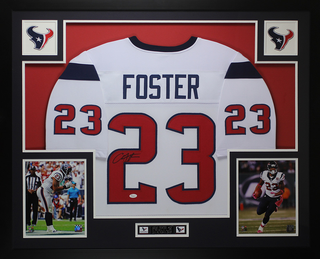 Arian Foster Autographed and Framed White Texans Pro Style Jersey