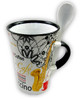 Cappuccino Mug with Spoon - Sax / White