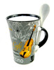 Cappuccino Mug with Spoon - Violin / Grey 