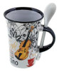 Cappuccino Mug with Spoon - Violin / White