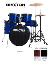 BRIXTON 5 Piece Drum Kit - Blue/Wine Red/Black - INSTORE ONLY