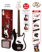 SX Electric Bass Guitar Kit - SB1SKB - Black/Red/Sunburst