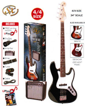SX Electric Bass Guitar Kit - SB2SKB - Black/Red/Sunburst