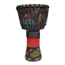 Drumfire 10" Synthetic Head Rope Djembe in carry bag - Navy/Red