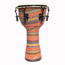 Drumfire 12" Tuneable Natural Hide Head Djembe (Multicolour) in Carry Bag