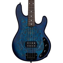 Musicman Sterling 34 4 String Poplar Burl Bass - Blue 