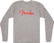 FENDER Long Sleeve Spaghetti Logo Tee - Grey/Red - Small to XXL
