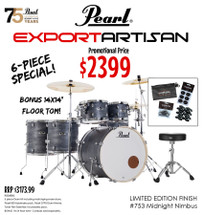 PEARL LIMITED EDITION "Midnight Nimbus" 22"Fusion Plus Export Kit with Hardware - NO CYMBALS