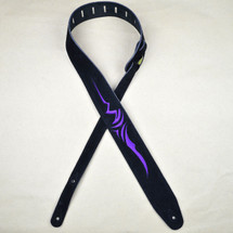 Purple Celtic Embroidered Black Suede Guitar Strap - MADE IN AUSTRALIA
