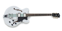 HOHNER VERYTHIN GUITAR, METALLIC SILVER "LIMITED EDITION" BIGSBY & CENTREBLOCK in Case