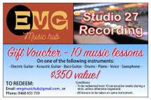 EMG MUSIC STUDIO - LESSON x 10 - GIFT VOUCHER 