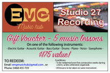 EMG MUSIC STUDIO - LESSON x 5 - GIFT VOUCHER 