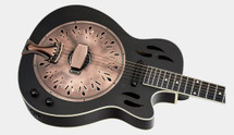 ORTEGA RESONATOR GUITAR, AMERICANA SERIES, MAHOGANY DISTRESSED SATIN BLACK IN GIG BAG