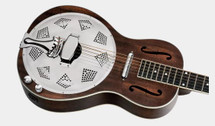 ORTEGA RESONATOR GUITAR, PARLOR BODY, AMERICANA SERIES, MAHOGANY DISTRESSED SATIN WHISKEY BURST IN GIG BAG