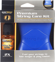 Music Nomad Premium String Care Kit 3-Pce Pre-Wet String Fuel Applicator, Cloth & Refill