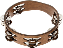 Wooden Tambourine, SS Jingles, 8", 2RW, Walnut Brown