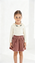 Zelda White Embroidered Long Sleeve Collar Top