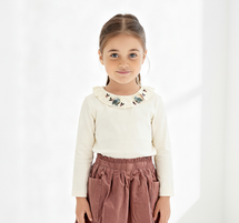 Zelda White Embroidered Long Sleeve Collar Top