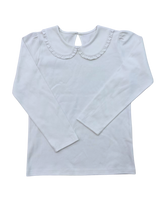 Elodie White Long Sleeve Baby Collar Top