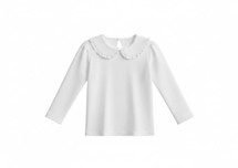 Elodie White Long Sleeve Baby Collar Top