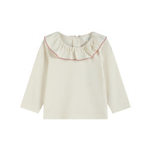Mabel Cream/Pink Long Sleeve  Collar Top