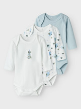 3 Pack Elephant Long  Sleeve Bodysuit