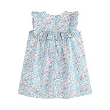 Edith Blue Floral Frill Dress 