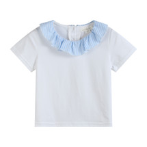 Adel White/ Blue Stripe Collar Top