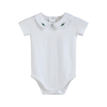 Dino White Embroidered Short Sleeve Body Suit