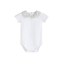 Jimmy White/Light Green Checked Collar Body Suit 