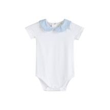 Jimmy White/Light Blue Checked Collar Body Suit 