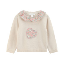  Claudia Cream/Pink Heart & Frill Knit Jumper