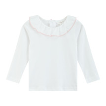 Frida White/Pink Frill Collar Top
