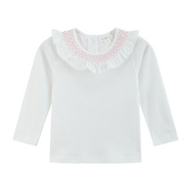 Viviana White/ Rose Smock Collar Top