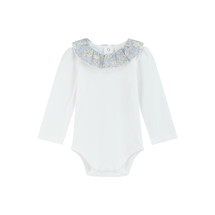 Claudia White/Blue Frill Collar Baby Body 
