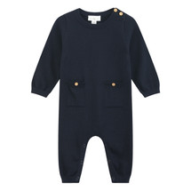 Simen Navy knitted Romper Suit with pockets