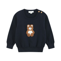 Theo Navy Teddy Applique Baby  knit Jumper 