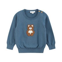 Theo Blue Teddy Applique Baby  knit Jumper 